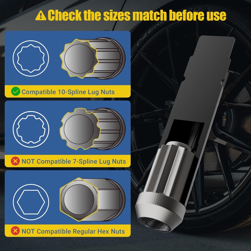 MABLEVI 10 Spline Lug Nut Socket, Compatible with Bimecc 10-Spline