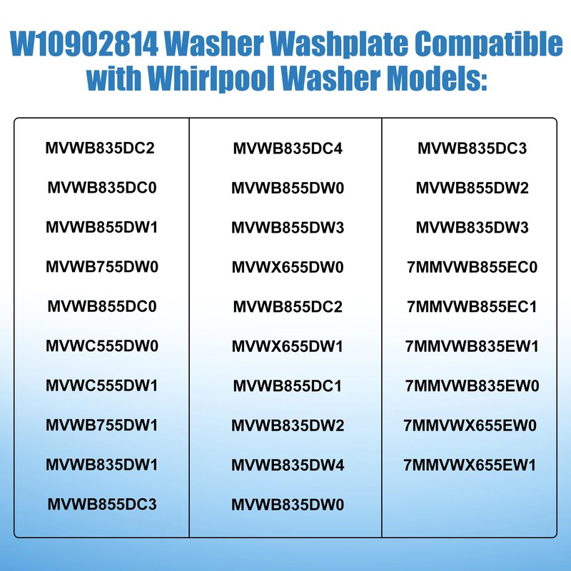 FreeCat W10902814 Washplate Set Compatible with Whirlpool Maytag Washer W108396887