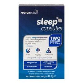 Revive Active Sleep Capsules - Magnesium, Montmorency Cherry, Chamomile & Lavender for Relaxation, Nerves & Recovery - 7 Active Ingredients - Daily Supplement - 30-Day Pack