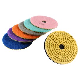 Tyenaza 8pcs 4" Diamond Wet/Dry Polishing Pads Kit for Granite, Marble, Concrete & More (7 Grinding Discs + 1 Sticky Disc, 100mm, 4mm)