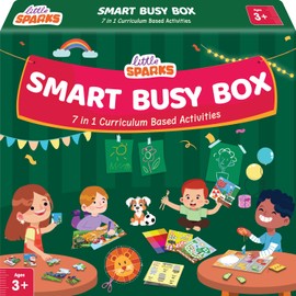 Little Sparks 7 in 1 Smart Busy Box Learning Kit for Kids Age 3,4,5 Gift Toy for Boys & Girls 3,4,5 Years Old, Educational Toys/Curriculum Based Activity Kit, Fun Birthday Gift