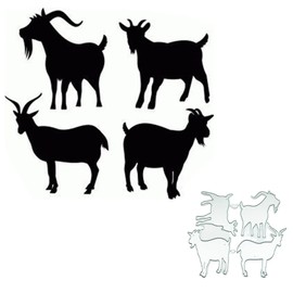 4 Pieces/Set Goats Animals Metal Cutting Dies,Goat Die Cuts,DIY Scrapbooking Artist Cutting Dies Stencil Template Molds for DIY Card Making Embossing Photo Decorative