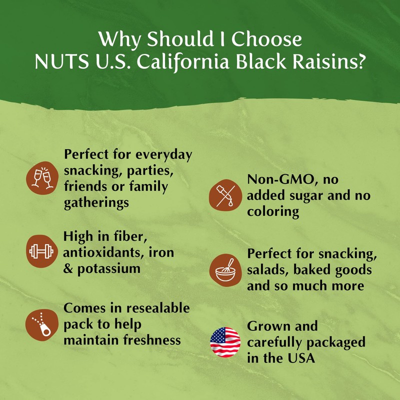 NUTS U.S. - California Black Raisins (Unsulphured) | Seedless |