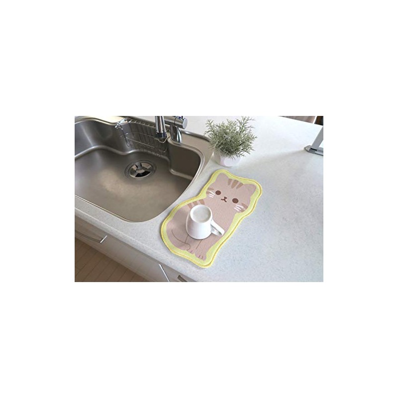Meiho Drainer Mat, Kitchen, Tableware, Absorbent, Washable, Mini, Cat, Tea