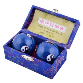 YISHUI Feng Shui Goods, Chinese Souvenir, Health Sphere, Brain Active, Stress, Blue, Tai Chi, Relief, Good Luck, Feng shui (4.8cm)