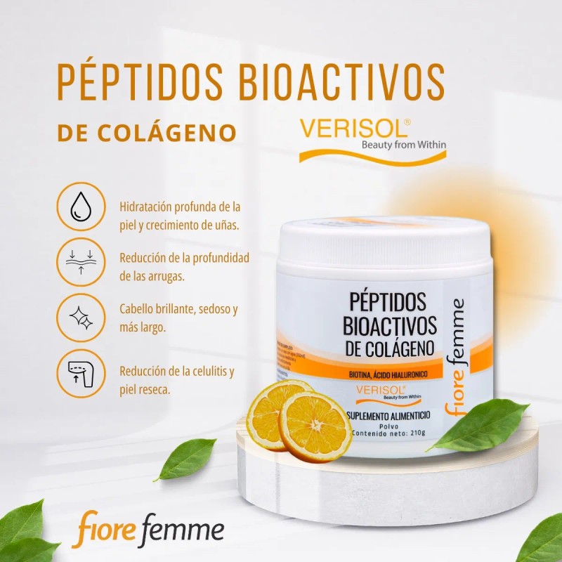 Fiore Femme Péptidos Bioactivos De Colágeno 210g Verisol Sabor Naranja