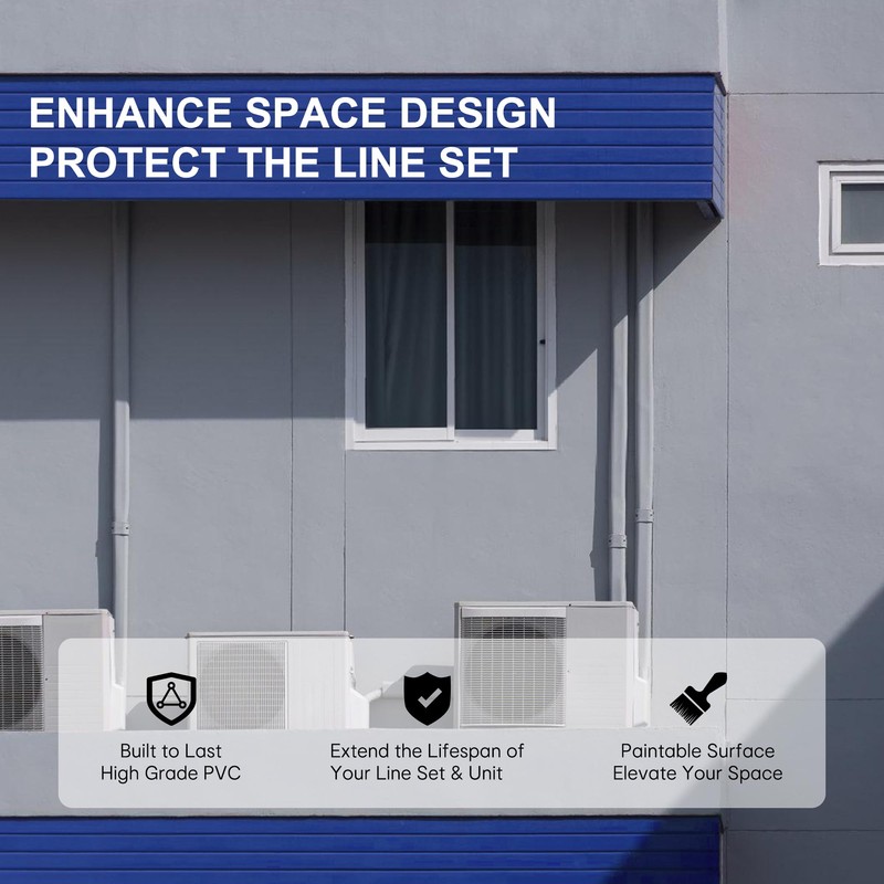 KuriProtect 4” Line Set Cover Parts for Ductless Mini Split