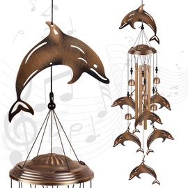 Bronze Dolphin Wind Chimes Decor, Mobile Wind Catcher, Retro Wind Bells, Blessing Wind Chime, Memorial Windchimes for Home, Balcony, Yard, Room, Xmas, Party, Indoor, Garden Decoration, Gifts for Mom