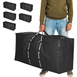 66 Gallon Extra Large Storage Bags 6 Pack – Black XXL Heavy Duty Waterproof Moving Tote Bags for College Dorm, Travel, Clothes & Bedding Foldable Zippered Duffle with Handles