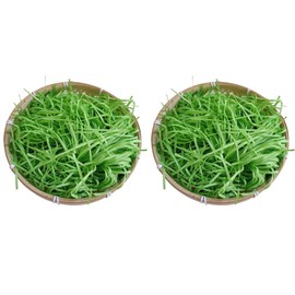 TASHELLS Pack of 2 Easter Baskets, Easter Basket for Filling, 22 x 7 cm, 100 g Easter Grass Green, Easter Nest, Easter Decoration, Easter Gift Basket
