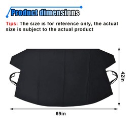 BDZMC Car Windshield Snow Cover, 69" x 42" Waterproof Scratch-Proof Frost Cover, 600D Oxford Windshield Protector with Double Straps, Side Mirror Covers, Winter Car Accessories for Most Cars