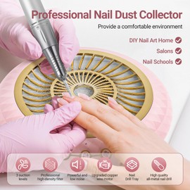 YLYYCC 2 in 1 Nail Drill Nail Dust Collector with Reusable Filter, Dust Collector Nail Tech for Beginner & Acrylic Nail Polishing, Powerful Dust Suction Machine Manicure Pedicure Tool, Salon & Home