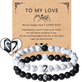MAIBAOTA Matching Couples Bracelets, His and Hers Bracelets, Couple Bracelet Gifts for Valentines Day Anniversary Birthday, Long Distance Relationship Bracelets, I Love You Bracelet Jewelry