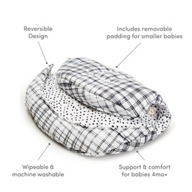 Munchkin Early Feeding Support Cushion for Float High Chair - Reversible, Machine Washable, Modern Design, Perfect for Starting Solids, Black/White