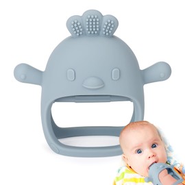 Socub Silicone Baby Teether Toys for Infants 3-6 6-12 Months, BPA Free Anti-Drop Silicone Mitten Teething Toy, Baby Chew Toys for Sucking Needs, Newborn Essentials & Baby Shower Gifts Boys(Dusty Blue)