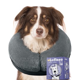 Loflaze Soft Inflatable Dog Cone Collar Alternative After Surgery - Dog Neck Donut E Collar for Large Medium Small Dogs Cats Post Surgery - Recovery Collar to Stop Licking - Grey, XL