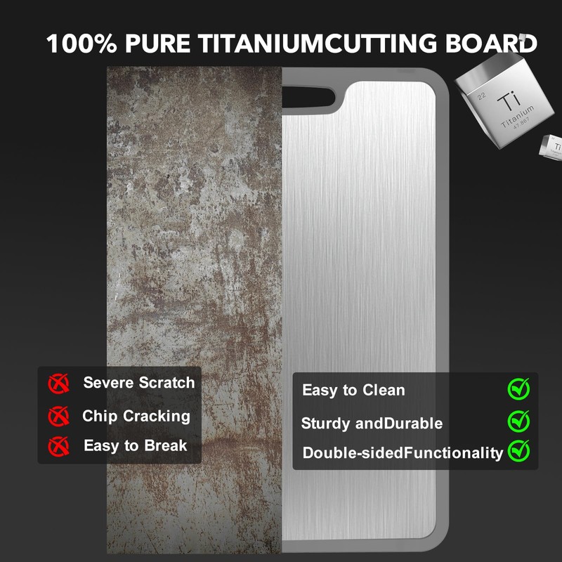 Laokiiy Titanium Cutting Boards For Kitchen, 100% Pure Cut Titanium