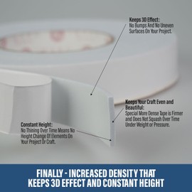 Double Sided Tape for Crafts, 3mm Thick Foam Adhesive Tape for Scrapbooking, Journals & DIY Projects, Strong Double Stick Tape for Card Making, Photos, Paper Projects 0.98in X 16.4 ft (25mm X 5m)