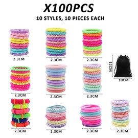 1 Set of 100 Colourful Hair Bobbles for Girls with 1 Velvet Bag, Elastic Hair Rope, Mini Head Hair Accessories, Children's Ties, Decorative Headband Set
