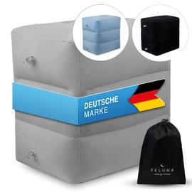 Feluna® Footrest, footrest, footrest, travel pillow for train, car and plane cushion, inflatable travel, beach and camping cushion, multifunctional cushion up to 45 x 30 x 42 cm (grey)