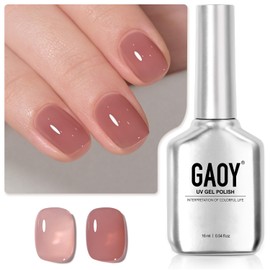 GAOY Jelly Nude Pink Gel Nail Polish, 16ml Sheer Translucent Netural Soak Off Gel Polish, UV Light Cure for Nail Art DIY at Home, 3022 Nude Rose