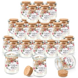 Threlaco 20 Pcs Flower Baby Shower Favors Party Candle Lavender Scented Glass Mason Jar Wax Candle Bulk for Guests Girl Boy Gender Reveal Party Gifts(Colorful)