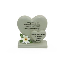 Mum & Dad Sentiment Heart Graveside Remembrance Plaque Ornament