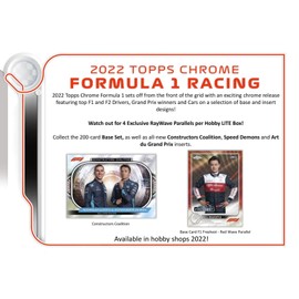 2022 Topps Chrome F1 Formula 1 Hobby Lite Box 16 Packs per Box, 4 Cards per Pack
