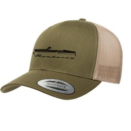 1955 1956 Mercury Monterey Convertible Fully Embroidered Yupoong 6606 Snapback Trucker Fitted Cap Moss/Khaki