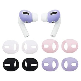 BLLQ Compatible with AirPods Pro Ear Tips Ear Gels Anti-Slip Earbuds Cover 【 Fit in The Charging Case 】, 4 Pairs White/Black/Gray/Pink wbpg