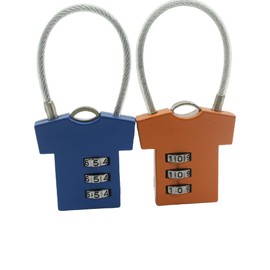 MyyYiTar 2pcs 3 Digit Combination Padlock with 4 inches Steel Cable for Luggage Gym Locker Fence Toolbox Backpack，Blue and Orange