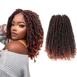10 Packs Yanky Twist Crochet Hair 8 Inch Pre-twisted Natural Black Kinky Mini Spring Twist Small Curly Senegalese Twist Braids Yankee Twist (T350(Ombre Ginger Red), 8 Inch (Pack of 10))