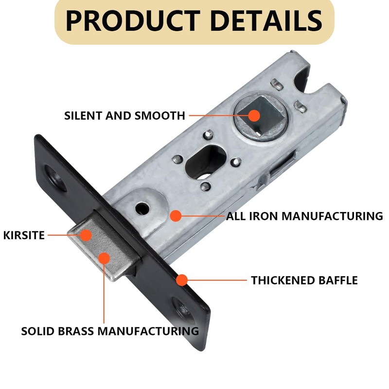 Bwintech 3 Pcs 65mm Steel Black Tubular Latch, Premium Mortice