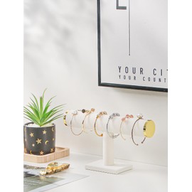 LongMen Bracelet Holder Organizer for Bracelets Organizer for Women Jewelry Accessories (Velvet, Beige, Gold Metal Lid)