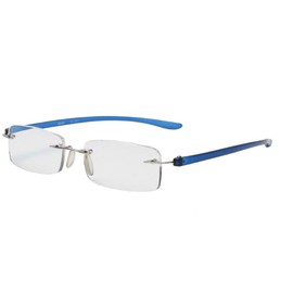 [MIDI ミディ] おしゃれなメンズ老眼鏡 リーディンググラス 軽量で快適な掛け心地 フチなし リムレスフレーム ブルー (M-303,C3,+2.50)