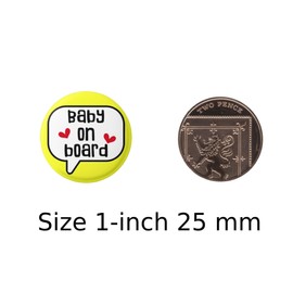 EMUWORKS - Baby On Board Badges , Featuring Speech Bubble Pregnancy Announcement In Style , Yellow Pin Button Badge Pinback Closing , Small and Durable Size 1 inch 25 mm