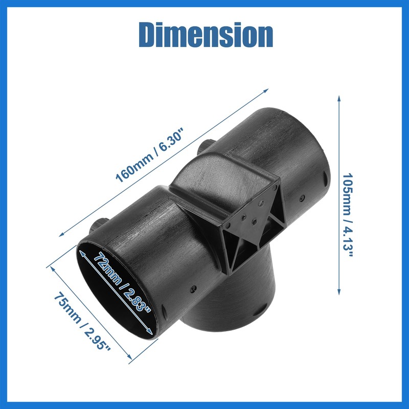 VekAuto 75mm Car Heater Warm 3 Way Elbow Pipe T