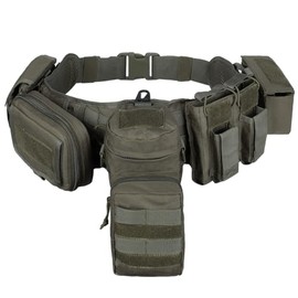5 in 1 Tactical Duty Padded Belts for Law Enforcement Modular Heavy Equipment Police Duty Utility Belt with Pouches (Army Green)