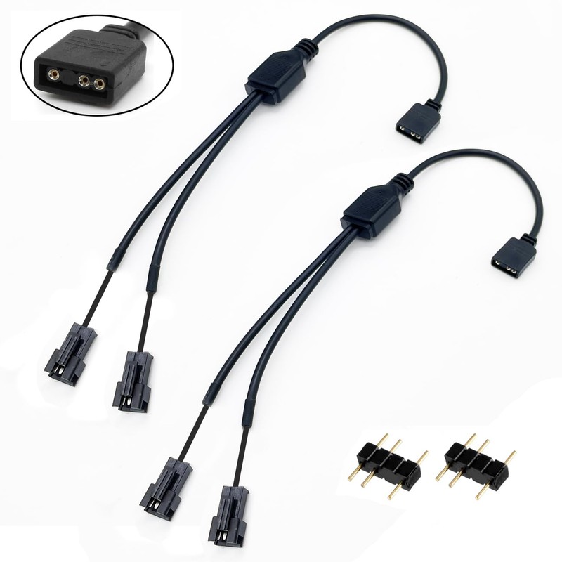 Jstincal 1-to-2 ARGB Splitter Cable, 5V 3-Pin to JST SM