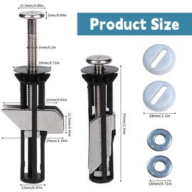 2 Pcs Toilet Seat Bolts, Universal Toilet Seat Fastener Bolt Kit Heavy Duty Toilet Seat Hinges Stainless Steel with Washers Quick Release Toilet Fixing Kit