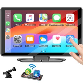Carplay Screen for Car,7" HD IPS Wireless Portable Car Stereo for Apple Carplay &Android Auto,Car Audio Receivers Touch Screen Car Play with GPS Navigation,BT,Mirror Link,FM,Voice Control-Black