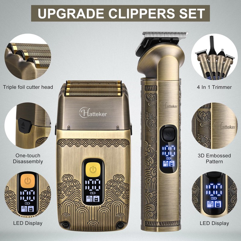 Hatteker Professional Hair Clipper Electric Razor Foil Shavers for Men