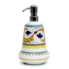 PERUGINO: Liquid Soap/Lotion Dispenser with Chrome Pump (Medium 20 OZ) - Handpainted in Italy. Shipped from The USA with Certificate of Authenticity.