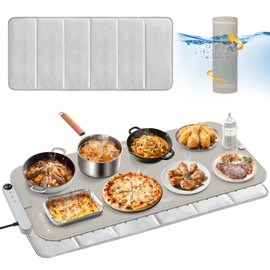 Homelove Warming Mat for Food - Electric Warming Tray with 6-Level Temperature and Hours Setting, Full Surface Graphene Heating, Waterproof Dishwasher-Friendly Food Warmer for Parties, Kitchen (Khaki)