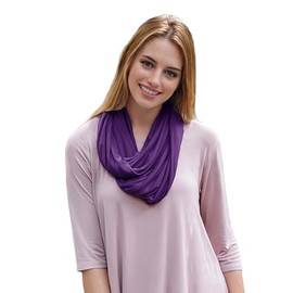 Lina & Lily Modal Premium Jersey Loop Scarf for Men and Women, dark purple