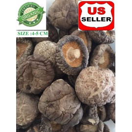 GROWN ORGANICALLY PREMIUM ORGANIC DRIED SHIITAKE CHINESE MUSHROOM (1 LB Bag (4-5 cm))