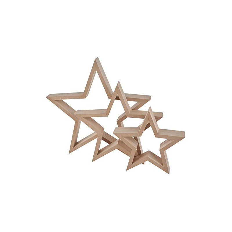 VBS Wooden Stars Frame Set of 3 MDF Wood Veneered