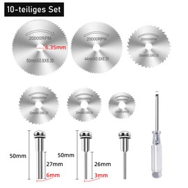 Set of 6 Circular Saw Blades with Screwdriver, High Speed Steel Blades for Multifunctional Tools, HSS Circular Saw Blades for Cutting Wood, Plastic and Metal