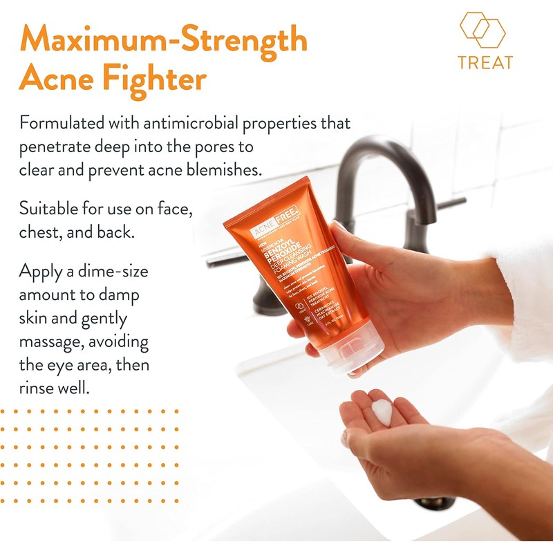 AcneFree Severe Acne 10% Benzoyl Peroxide Foaming Cleansing Wash, 5
