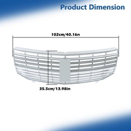 Silscvtt Front Upper Grille Chrome Straight Trim Style Replacement for Navigator 2007-2014